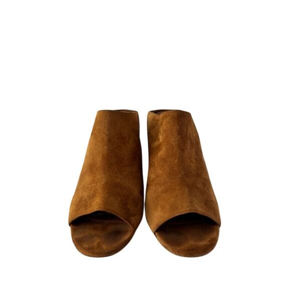 Givenchy Paris Hazelnut Suede Peep Toe Block Heel Mules Size 10 Designer Italy - Picture 3 of 11